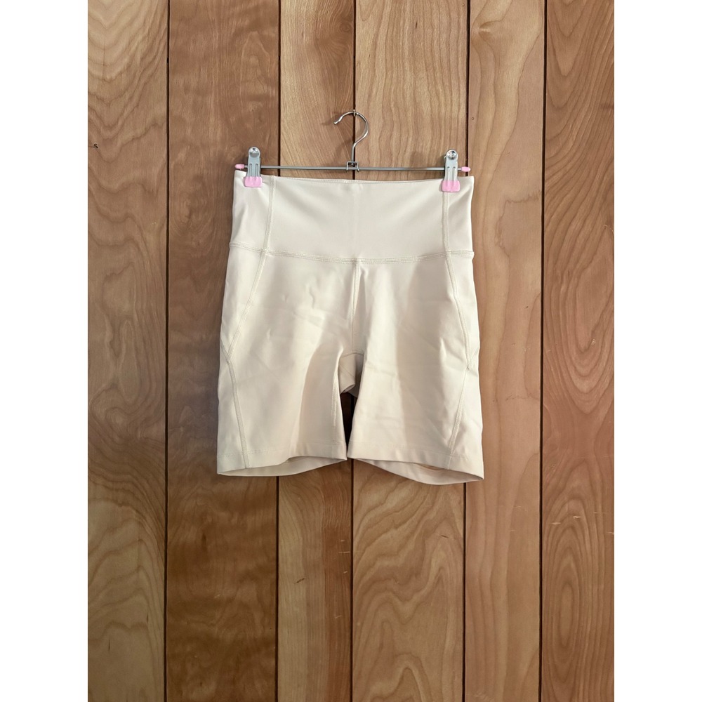 Something Navy Womens High Waisted Biker Shorts Cream Beige Size S Activewear‎
